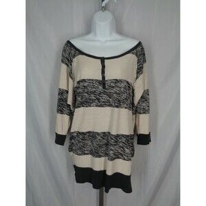 We The Free People Stripe Wide Neck Slub Top Size XS